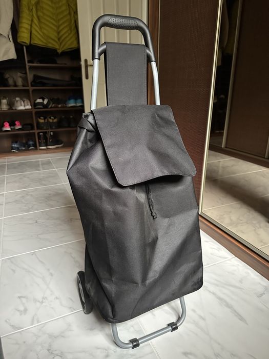Czarny wózek, torba na zakupy Luggage & More
