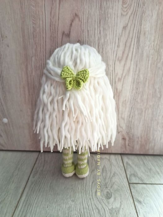 Лялька з довгим волоссям, іграшка ручної роботи, в'язаний подарунок