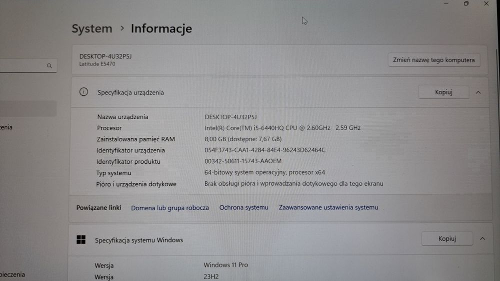 Dell E5470 14"FHD i5/16GB ddr4/512GB SSD Win11/Nowa BATERIA/podśw klaw
