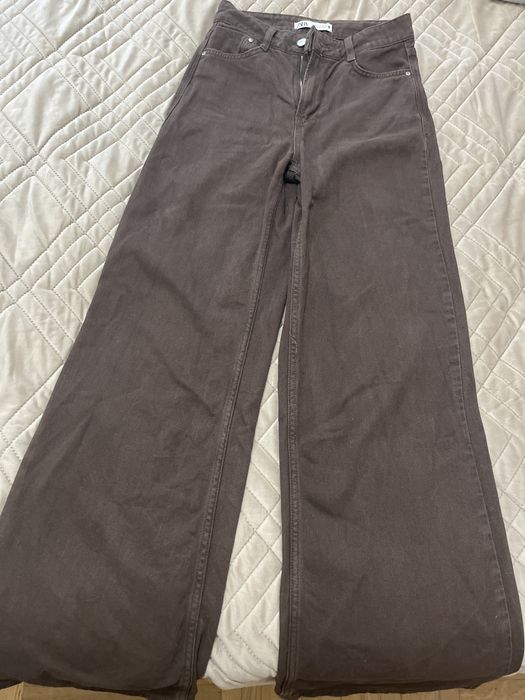 Коричневі джинс и Zara клеш оригінал розмір 32 wide leg