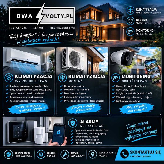 Klimatyzacja | Alarmy | Serwis | Czyszczenie | Konserwacje | Anteny