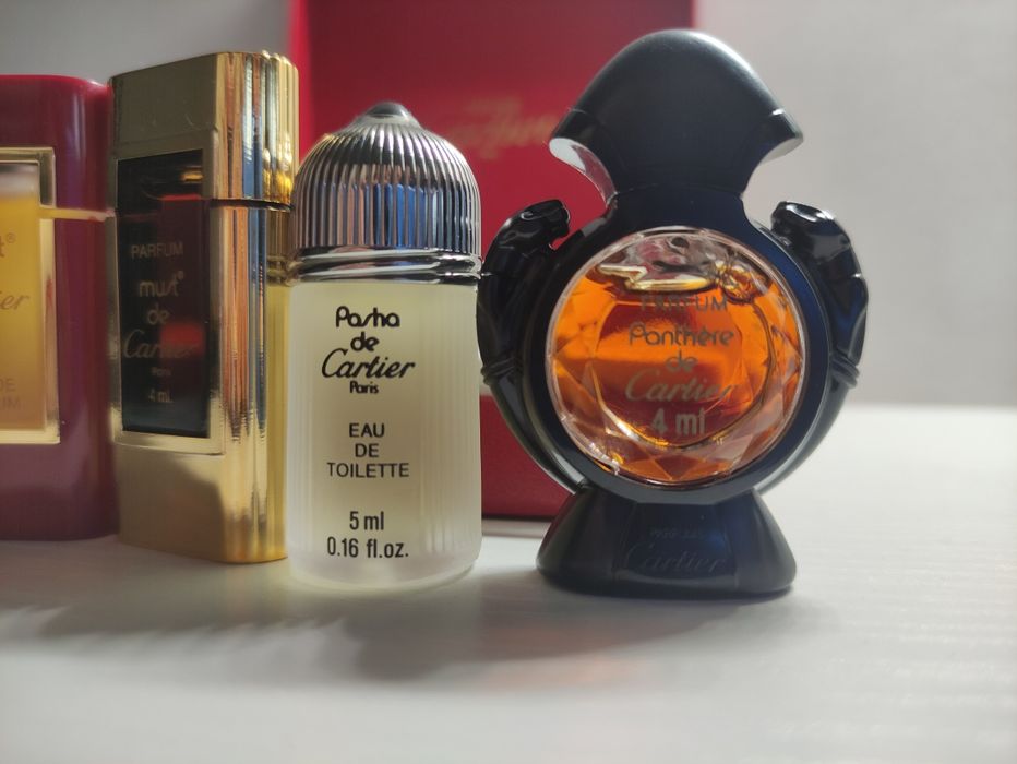 Piękny vintage zestaw Cartier 5 miniaturek perfumy