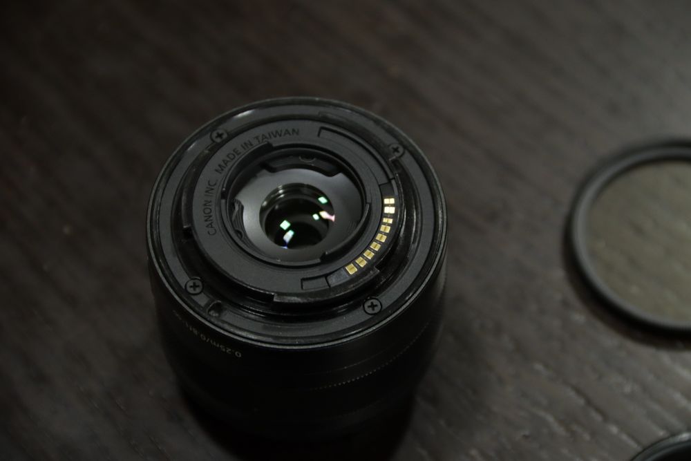 objetiva canon 15 45mm com image stabilizer + filtro de proteção e cpl