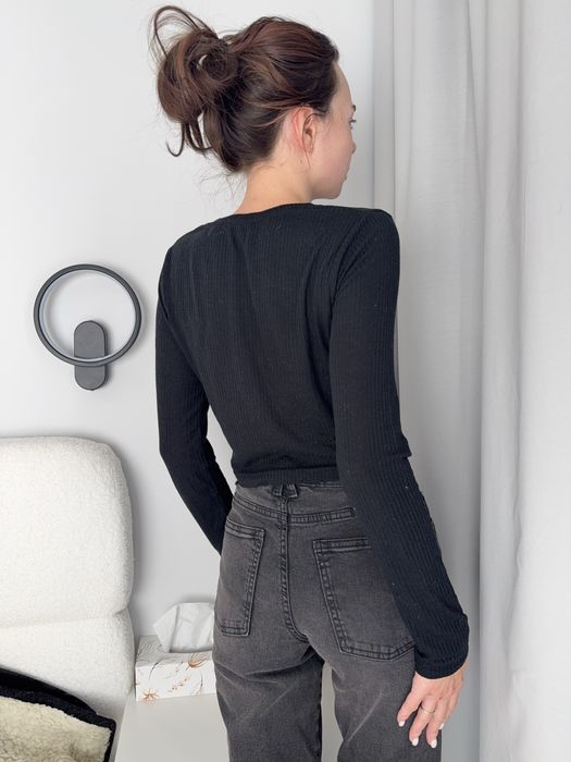 Crop top czarny długi rękaw
