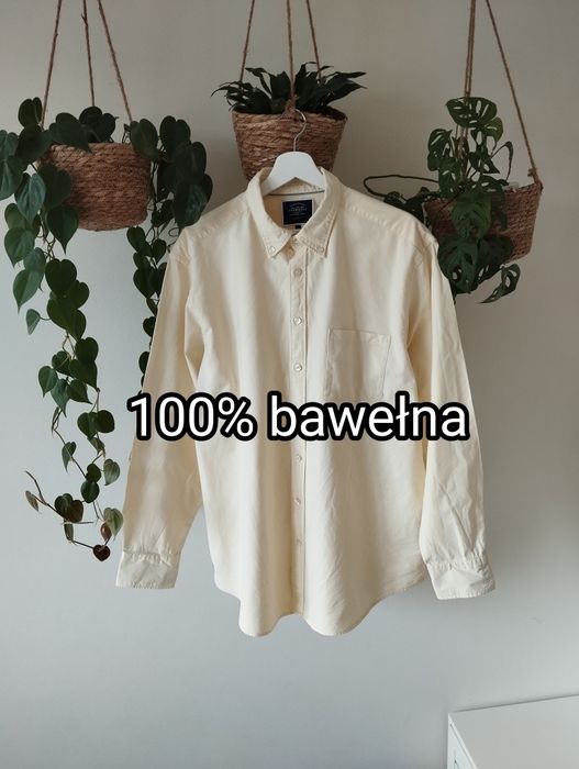 Męska koszula bawełniana, żółta, maślana, wiosenna, premium  r.XL Char