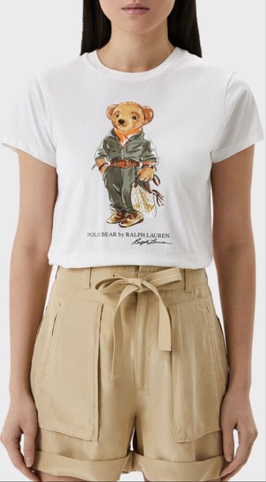 біла футболка Polo Ralph Lauren з принтом Polo Bear