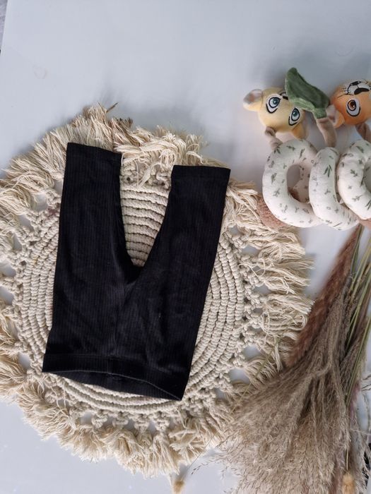 Czarna prazkowane legginsy z bawełny H&M