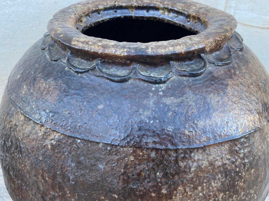 Antigo pote esférico em grés para especiarias Sec. XIV - XVI