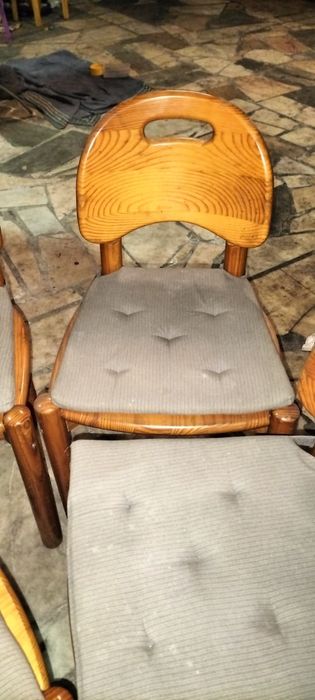 Mesa de Madeira Maciça com Tampo de Granito e 4 cadeiras