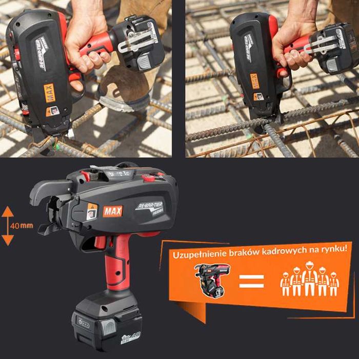 MOCNA Wiązarka MAX do zbrojenia RB398S dla zbrojarzy do prętów FV,24H