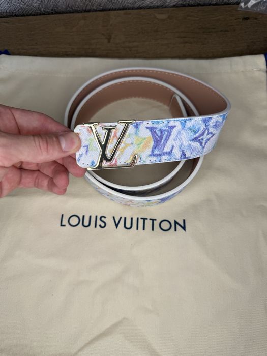 Ремень Louis Vuitton Ремінь Луи Витон  Кожа Белый Пояс