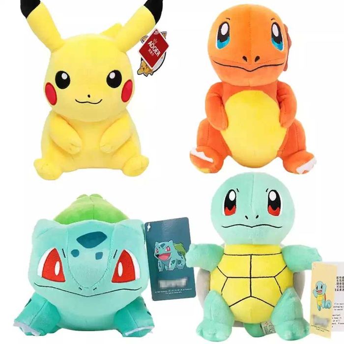 Maskotka Zestaw POKEMONÓW, pikachu, Bulbasaur,Charmander,Squirtle 4 SZT.