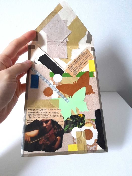 Arte de Colagem em Formato de Envelope, Assemblagem para Decoração Sustentável