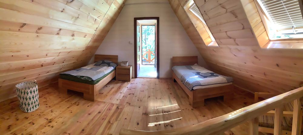 Zimowe noce las i widok gwiazd. Modrzewiowy domek nad Wkrą zaprasza