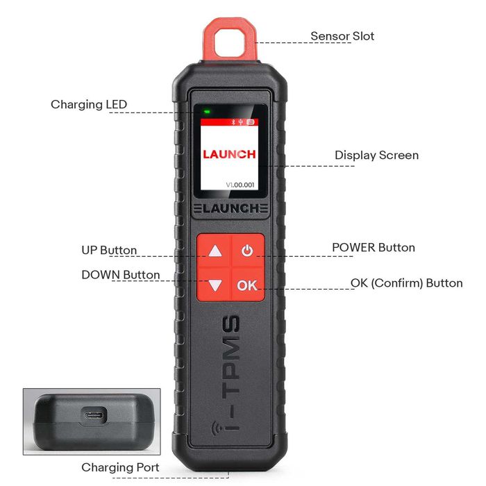 Launch X431 I-TPMS Programador TPMS + Kit 4 Válvulas TPMS (NOVO)