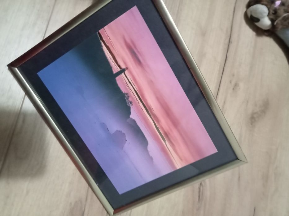 Obraz obrazek grafika zachód słońca latarnia