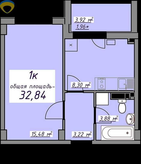 1-кімнатна 33 м² з новим капітальним ремонтом + АГВ  ЖК «7 Небо»