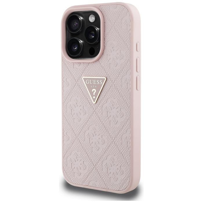 Etui Guess Hot Stamp 4G Pattern Metal Logo do iPhone 16 Pro Max różowy