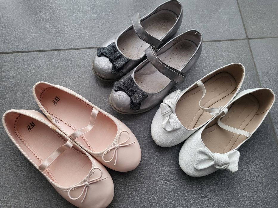 32 kornecki reserved h&m baletki bdb jak nowe baleriny zestaw skóra