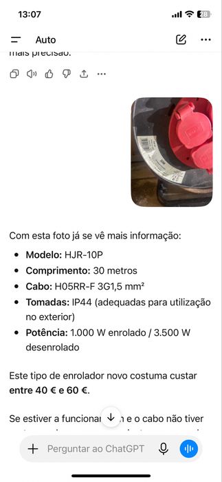 Extensao de 30 metros usada