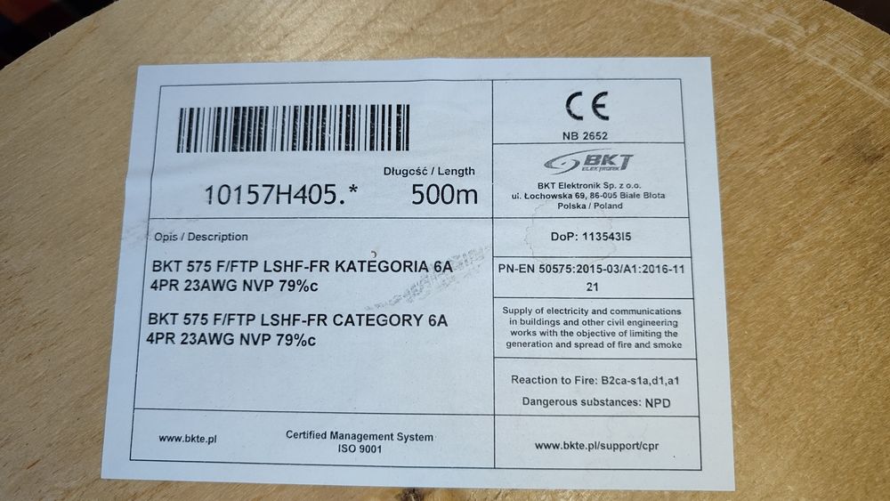 Skrętka ETH 6A BKT Legrand Bitner przewód internetowy 500m telekomunik
