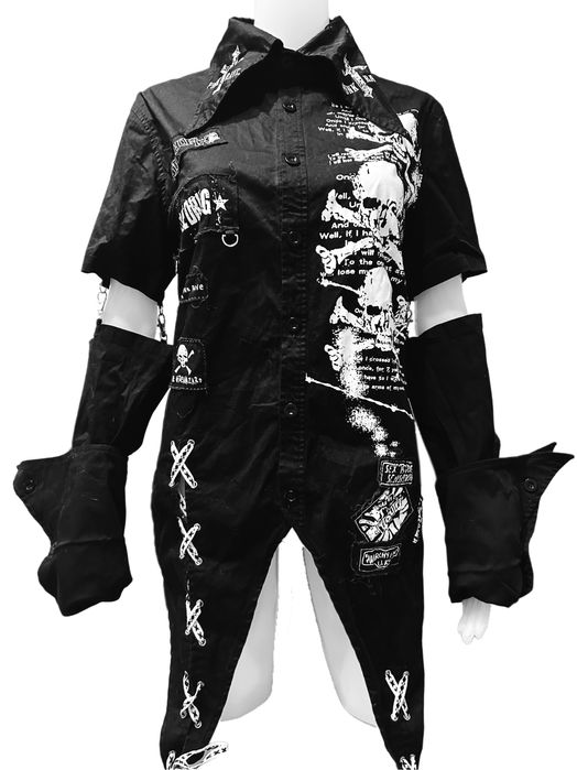 Czarna biała koszula punk rave czaszki skull alternative goth emo