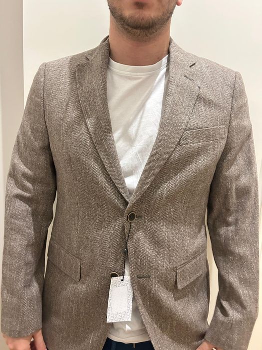 Blazer Castanho Padrão Espinha Decenio