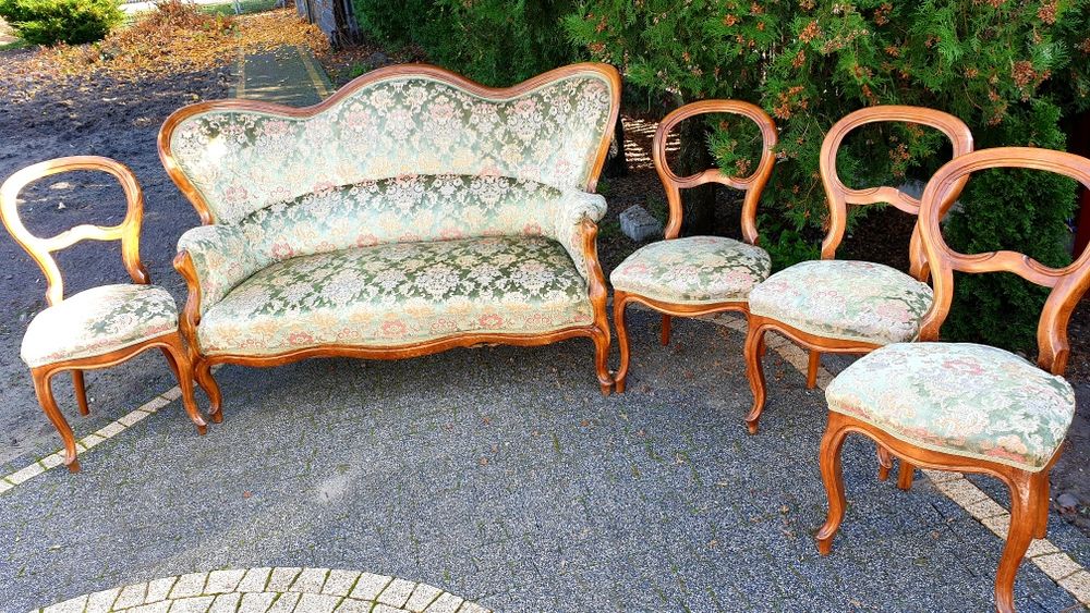 Zestaw sofa i4 krzesla piękny styl antyczny idealny do wiejskiego domu