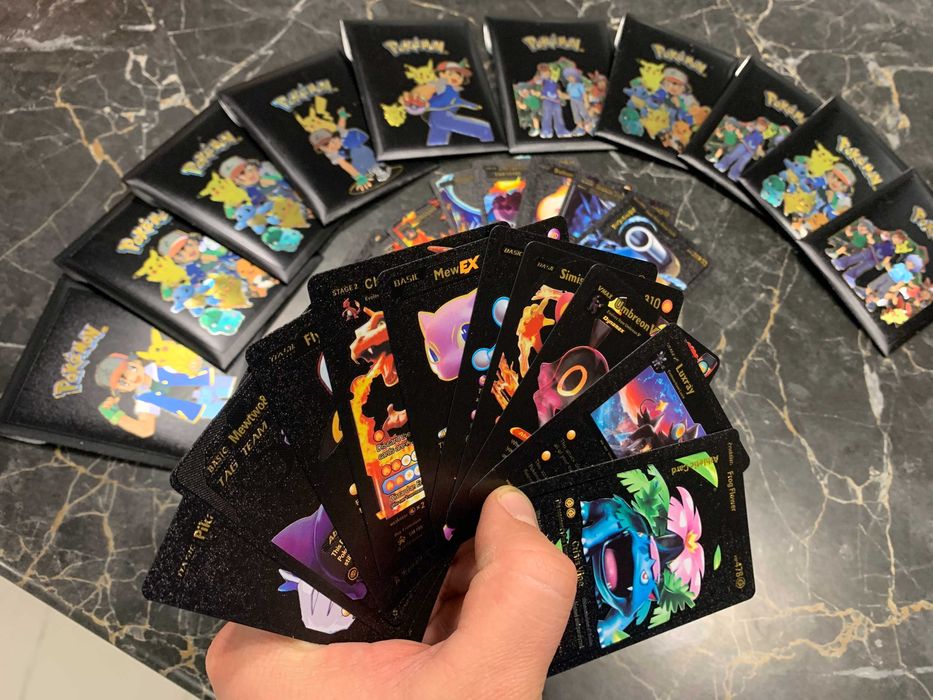 Czarne 10 kart Pokemon Metalizowane nie złote srebrne Gold black