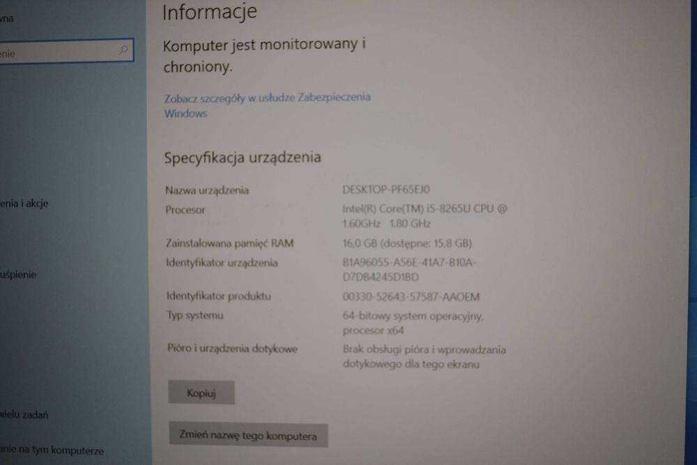 Laptop HP EliteBook 850 G6, I5-8265U, 16gb, 256SSD, 15,6cali