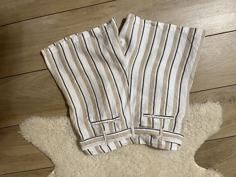 Szorty w paski Cubus r. S len 100% wysoki stan