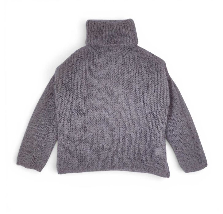 Sweter Golf Puszysty Ażurowy Wełna Moher Szary Americandreams |R. L