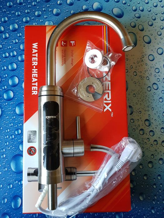 Проточный водонагреватель с датчиком температуры Zerix ELW34-E НЕРЖАВЕ