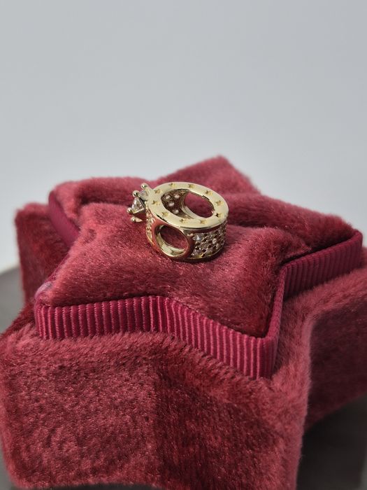 Nowy złoty charms do bransoletki typu Pandora,pierścionek,cyrkonia
