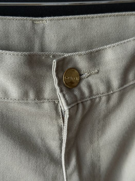 Чоловічі штани Carhartt WIP бежевого кольору з бавовняного твілу