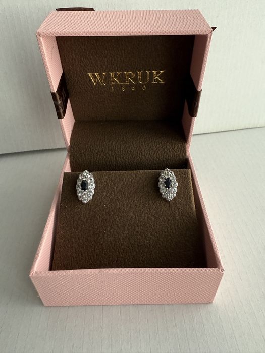 Kolczyki złote W. Kruk szafiry topazy Kolekcja Szekspirowska