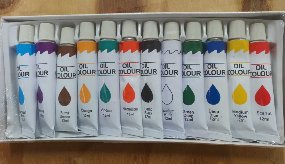 Novo - Conjunto de 12 Cores de Tinta a Óleo