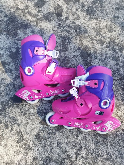 Patins em linha de criança bom estado com proteções