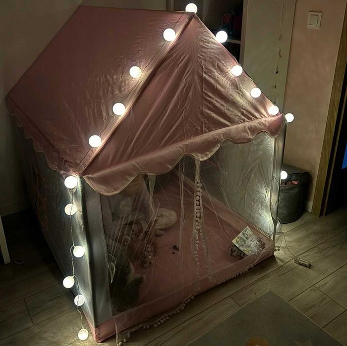 Nowy Namiot Domek Zamek Dla Dzieci Różowy Ogrodowy Pokój Na Prezent