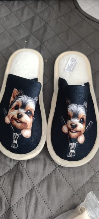 Kapcie damskie w pieski 38