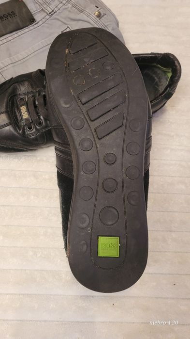 Hugo Boss Green – skórzane sneakersy czarne, rozmiar 45, premium