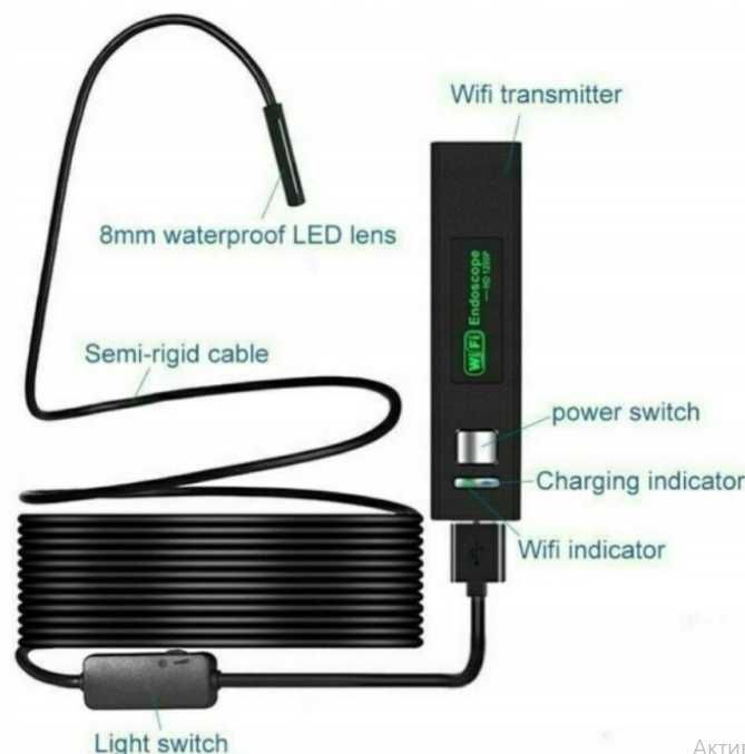 1200P WiFi endoskop Mini kamera wodoodporna inspekcja USB 2M ttst1265