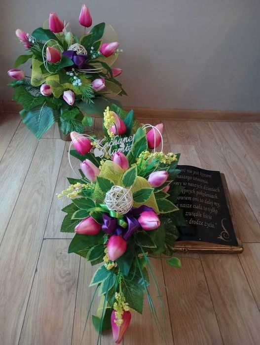 KWIATY na grób KSIĘGA kompozycja na cmentarz KOMPLET