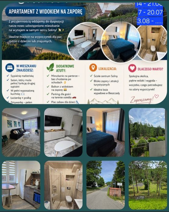 Z widokiem na J. Solińskie Domki/pokoje/apartament/Bieszczady-Polańczyk