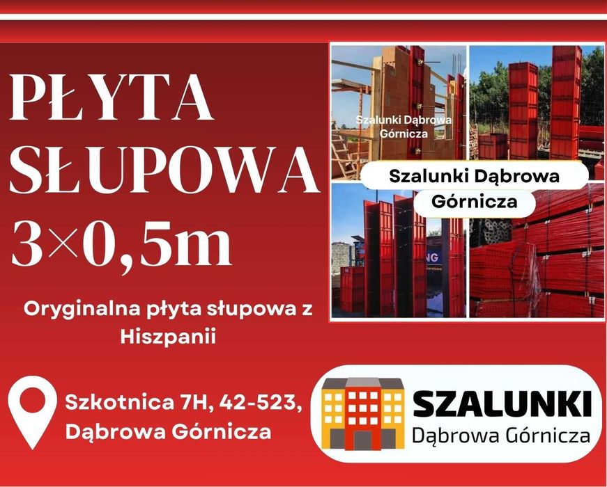 Słup blat metalowy filar 20 25 30 szalunek płyta metal slupowy 3x0,5 m
