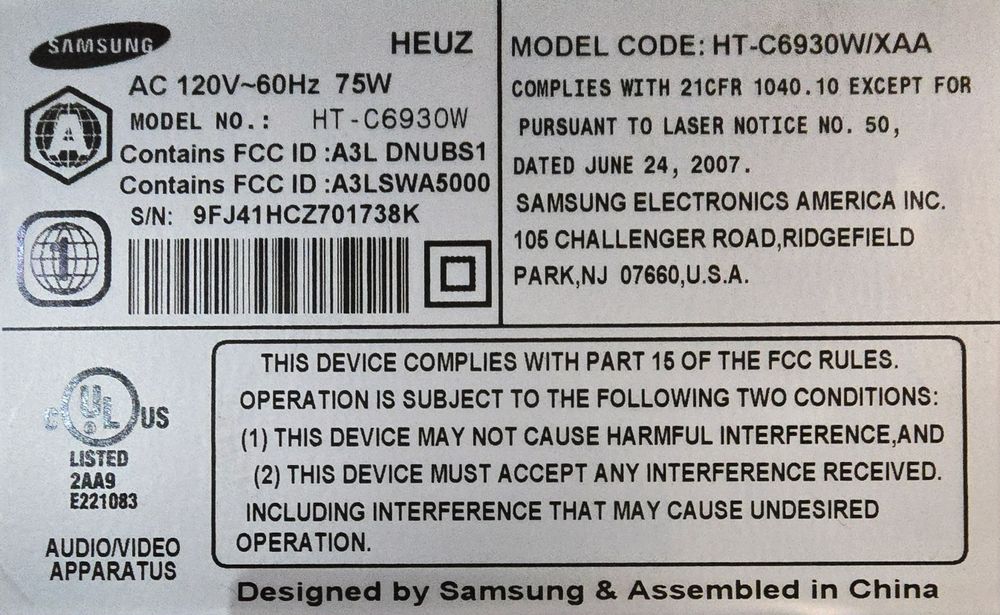 HomeCinema 7.1 SoundBar Samsung