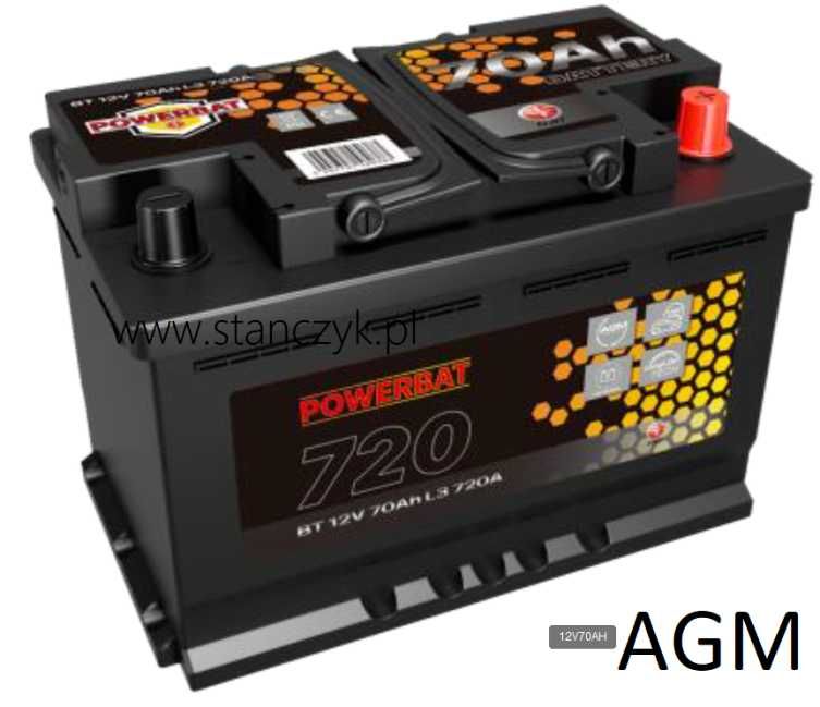 AKUMULATOR POWERBAT 12 V 70Ah 720 A AGM start-stop