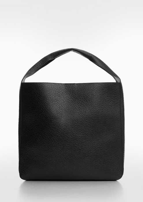 MANGO Torba torebka shopper czarna ze sztucznej skóry duża HIT pojemna