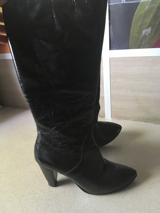 Kozaki skórzane, czarne, skóra, polski producent, rozmiar 37