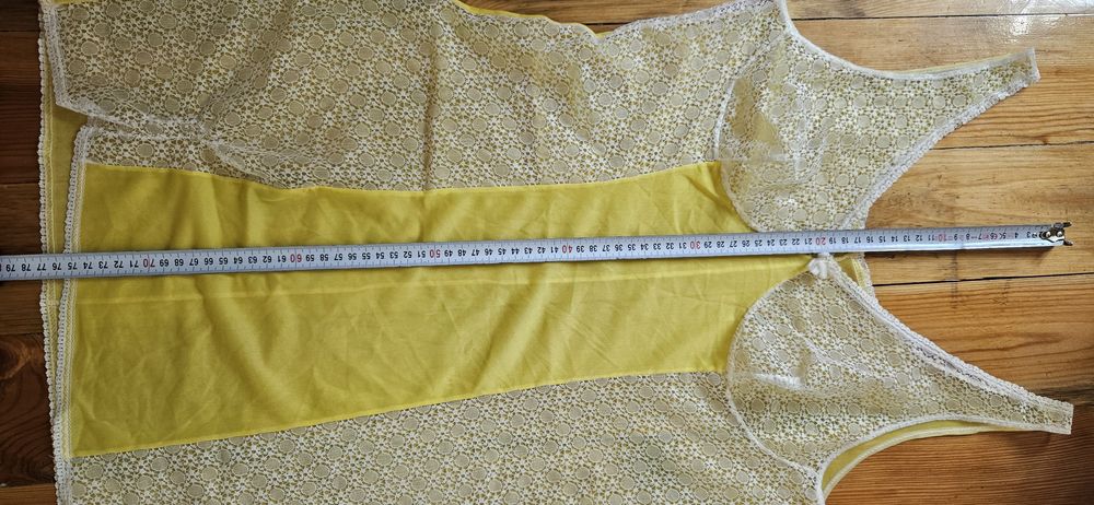 Halka retro prl bielizna 36 - 38 koszulka siateczka żółta sexy